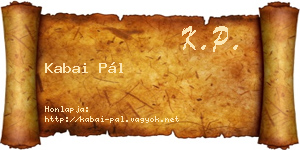 Kabai Pál névjegykártya